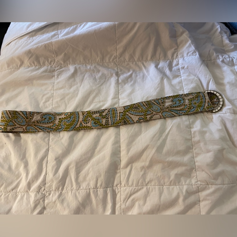 J. Crew Multicolor Paisley Fabric Belt with Metal Buckle Sz M/L